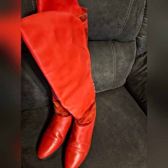 FLINGS RED Leather VINTAGE Western Boots sz8 - Picture 9 of 13